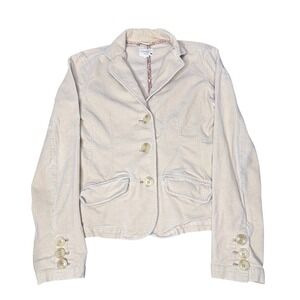 American Eagle Y2K Empire Waist Blazer Womens XS Cream Corduroy Jacket 3 Button